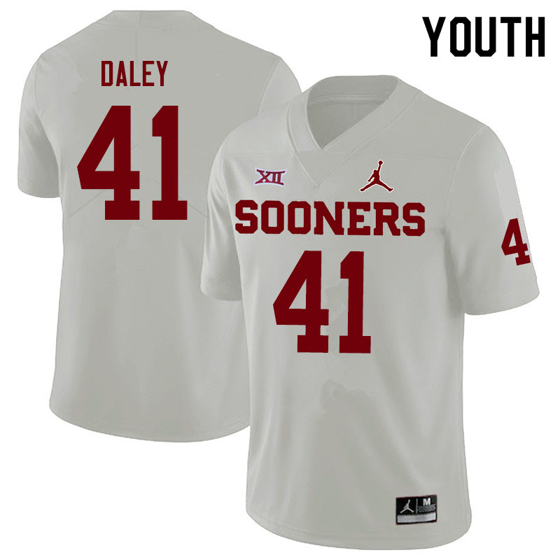 Youth #41 K'Jakyre Daley Oklahoma Sooners Jordan Brand College Football Jerseys Sale-White